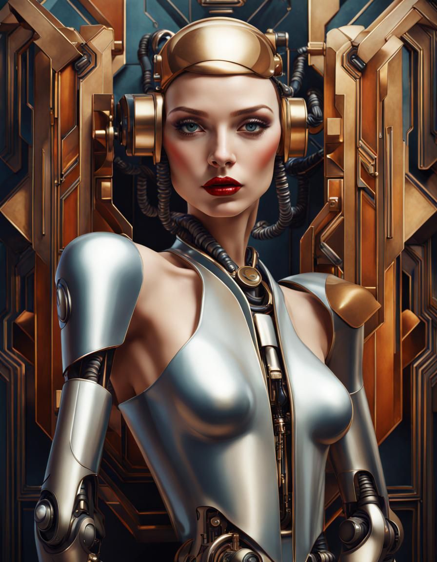 Art Deco Robot Girl in Detailed Matte Painting