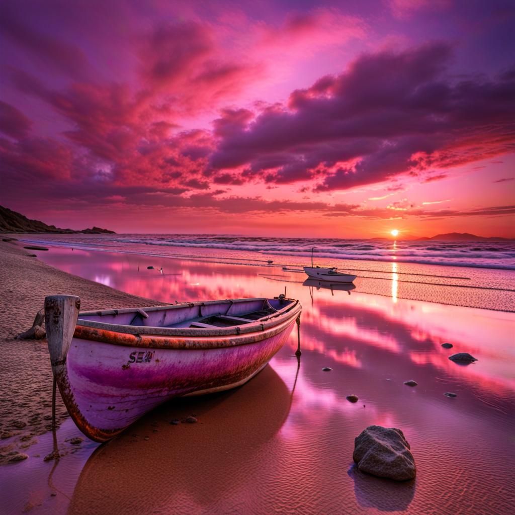 Vivid Sunset Over Calm Sea Reflecting Light