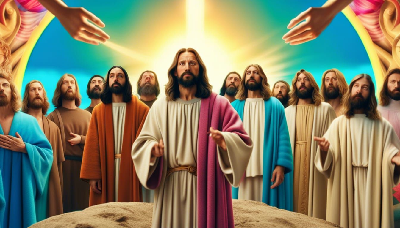 Jesus With His Disciples in Surreal Style
