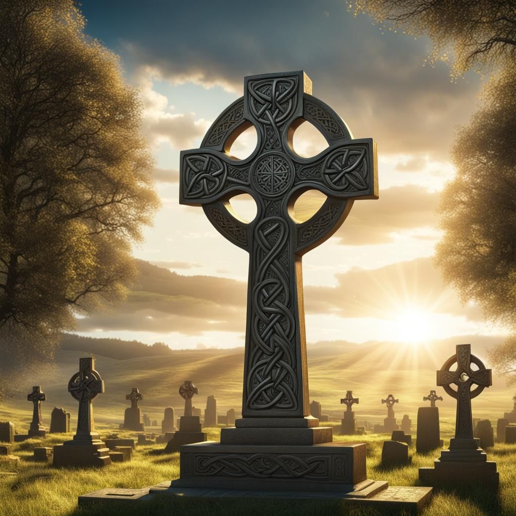 Celtic Cross in Sunlight: Hyperdetailed CGI Render