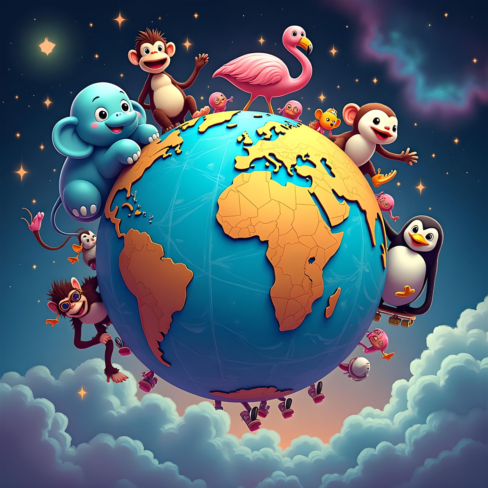 A Whimsical Globe Floating in Space