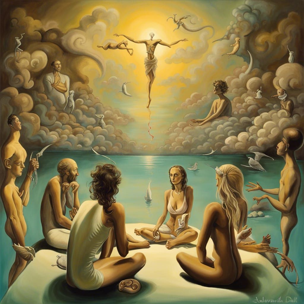 Surreal Melting Figures in a Dreamscape