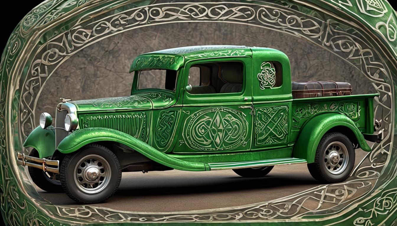Celtic Ford Pickup in a Bottle: Low-Poly Art