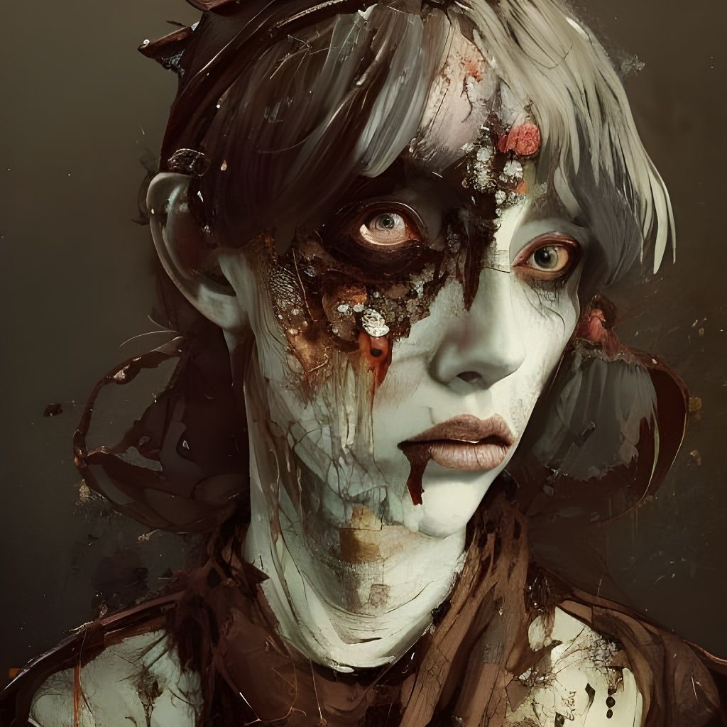 Anthropomorphic Satanic Witch Portrait in Deep Colors