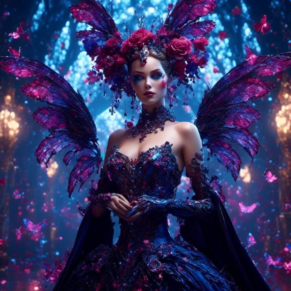 Masquerade Vampire with Dragonflies, Digital Painting