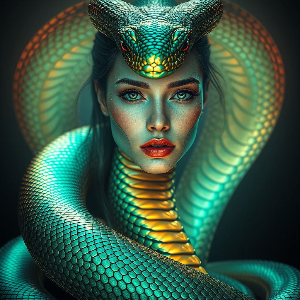 Cobra Woman: A Mesmerizing Digital Portrait