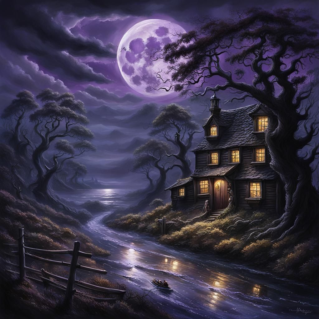 Highwayman Rides to Inn: Detailed Matte Painting