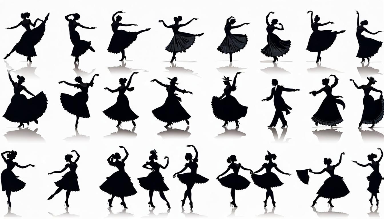 Victorian Silhouettes of Dancing Girls