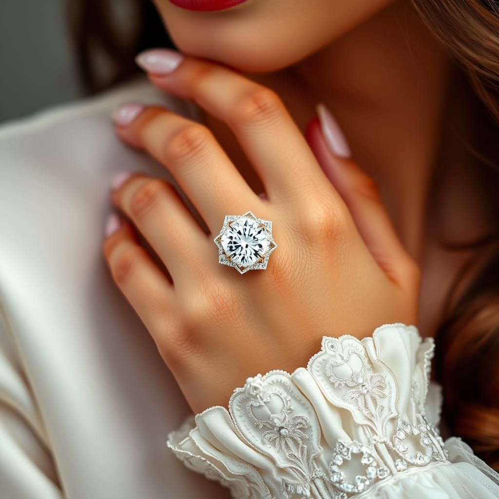 Elegant Diamond Ring in Art Nouveau Style