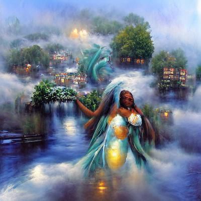 Ethereal Yemoja, Goddess of Rivers in Mist