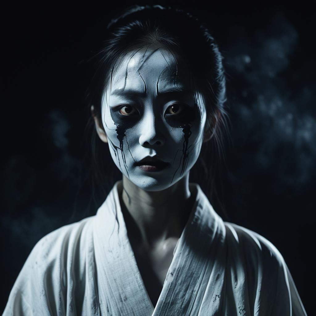 Eerie Yurei Spirits in Japanese Horror Style