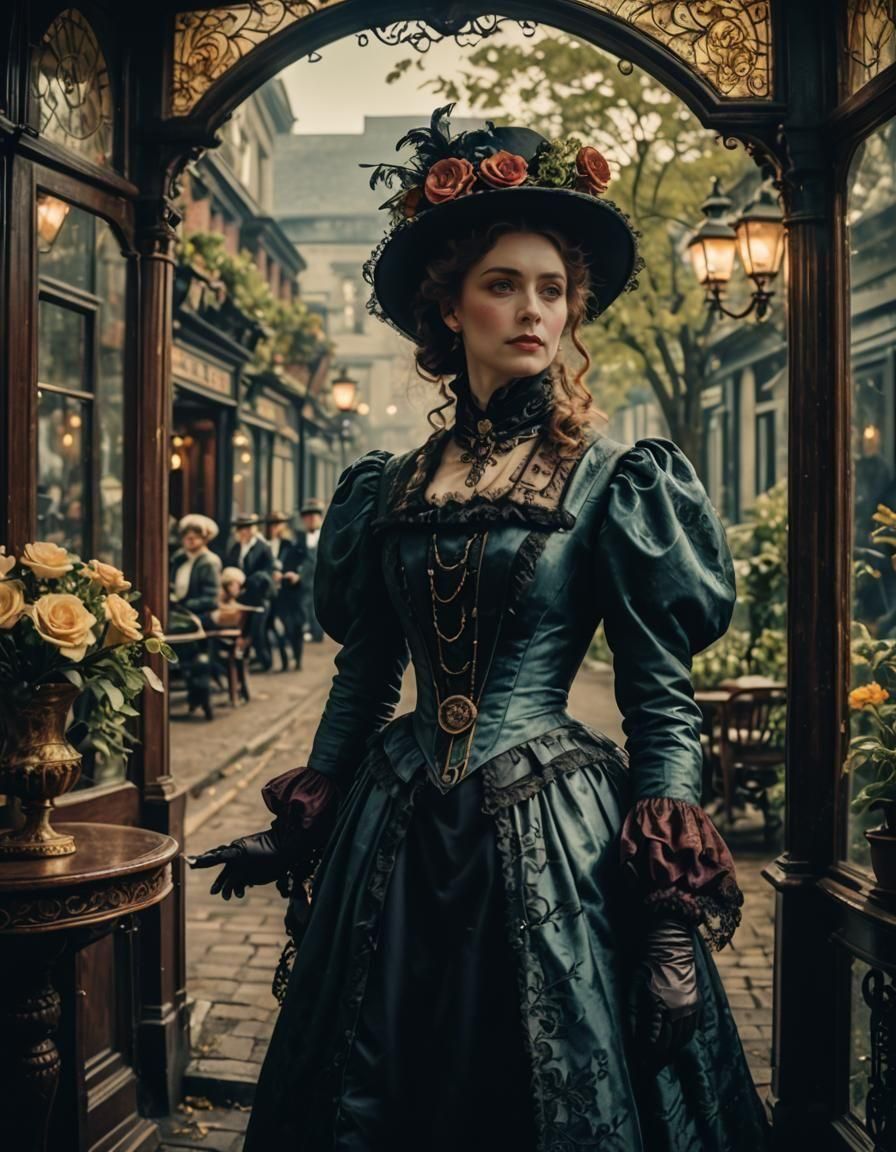Victorian Lady in Dramatic Cinematic Film Still