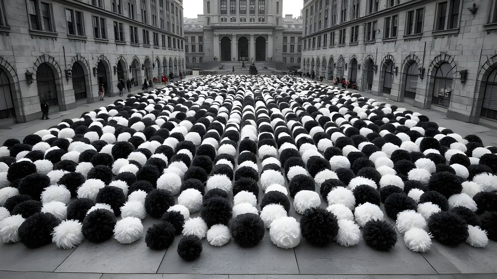 monumental pop sculpture on a square