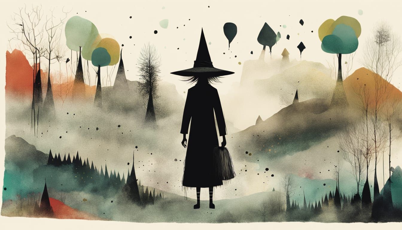Mystical Witch in a Triadic Color Forest