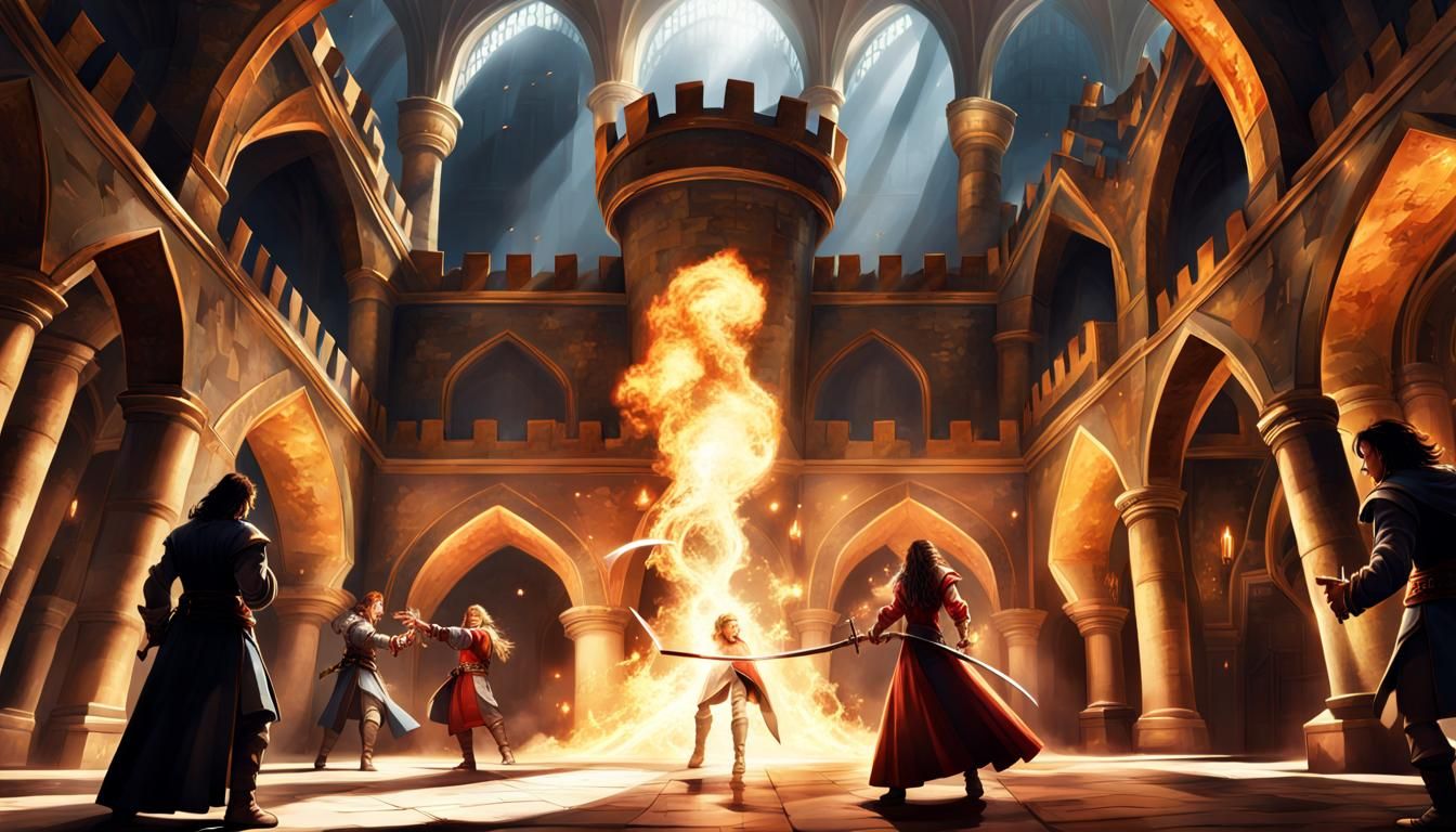 Magical Battle Erupts in Castle Courtyard