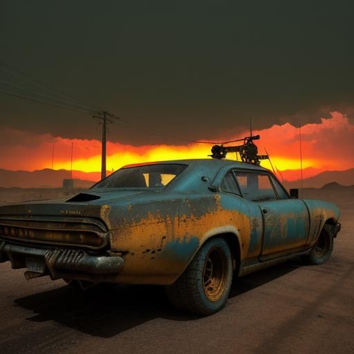 Mad Max in Retro Sci-Fi Desert Landscape