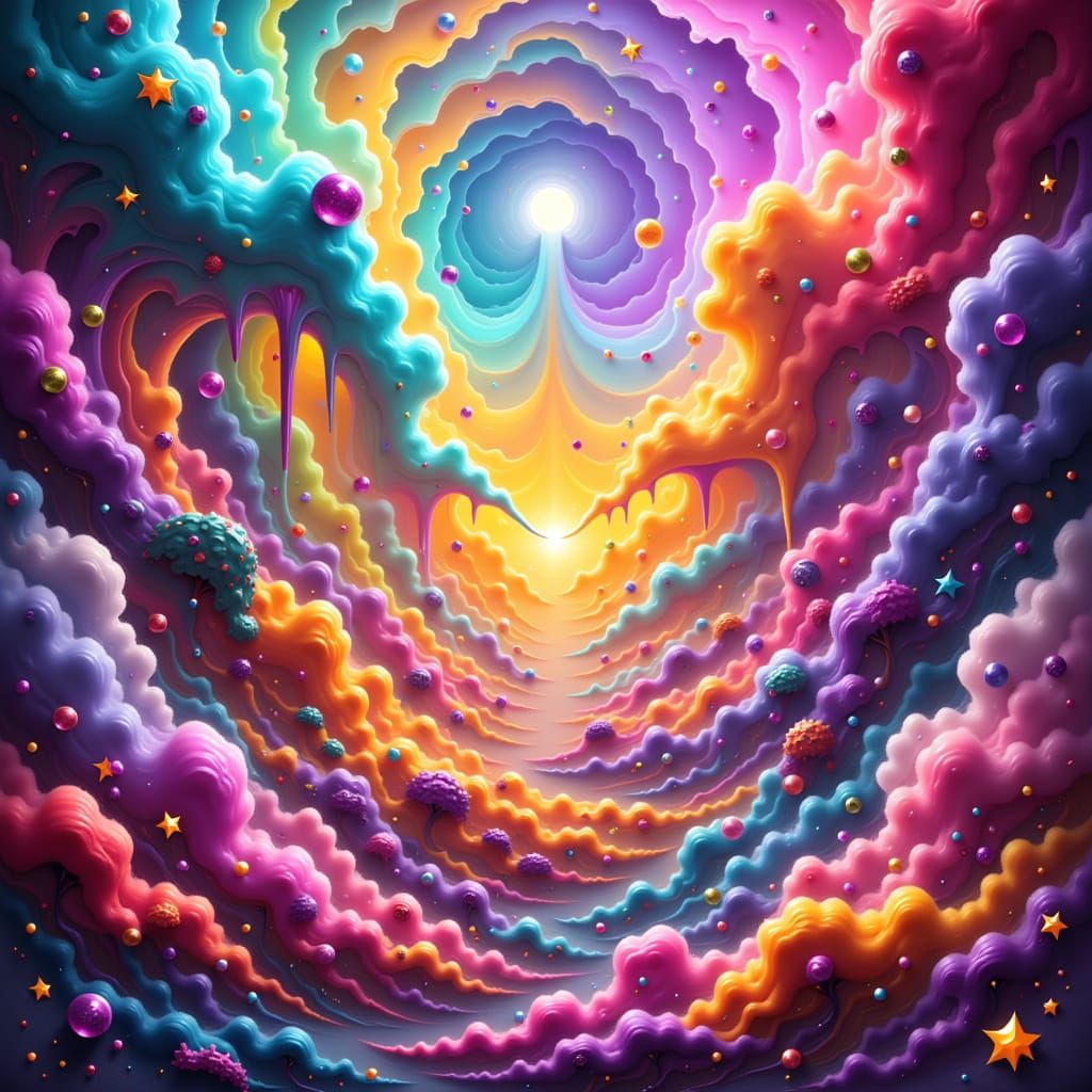 Atomic Elements in Whimsical Digital Art Style