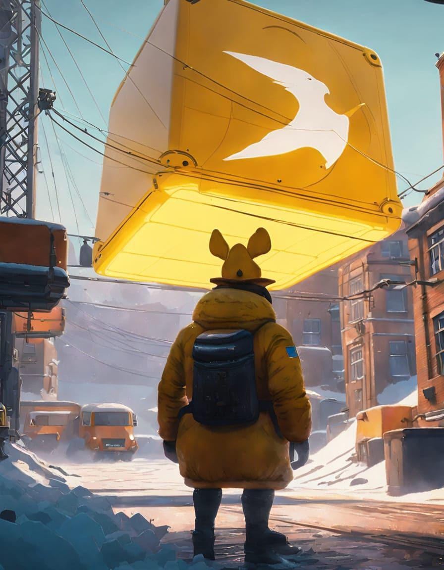 Giant Yellow Cube Duck Towers Over Urban Landscape in Vibran...