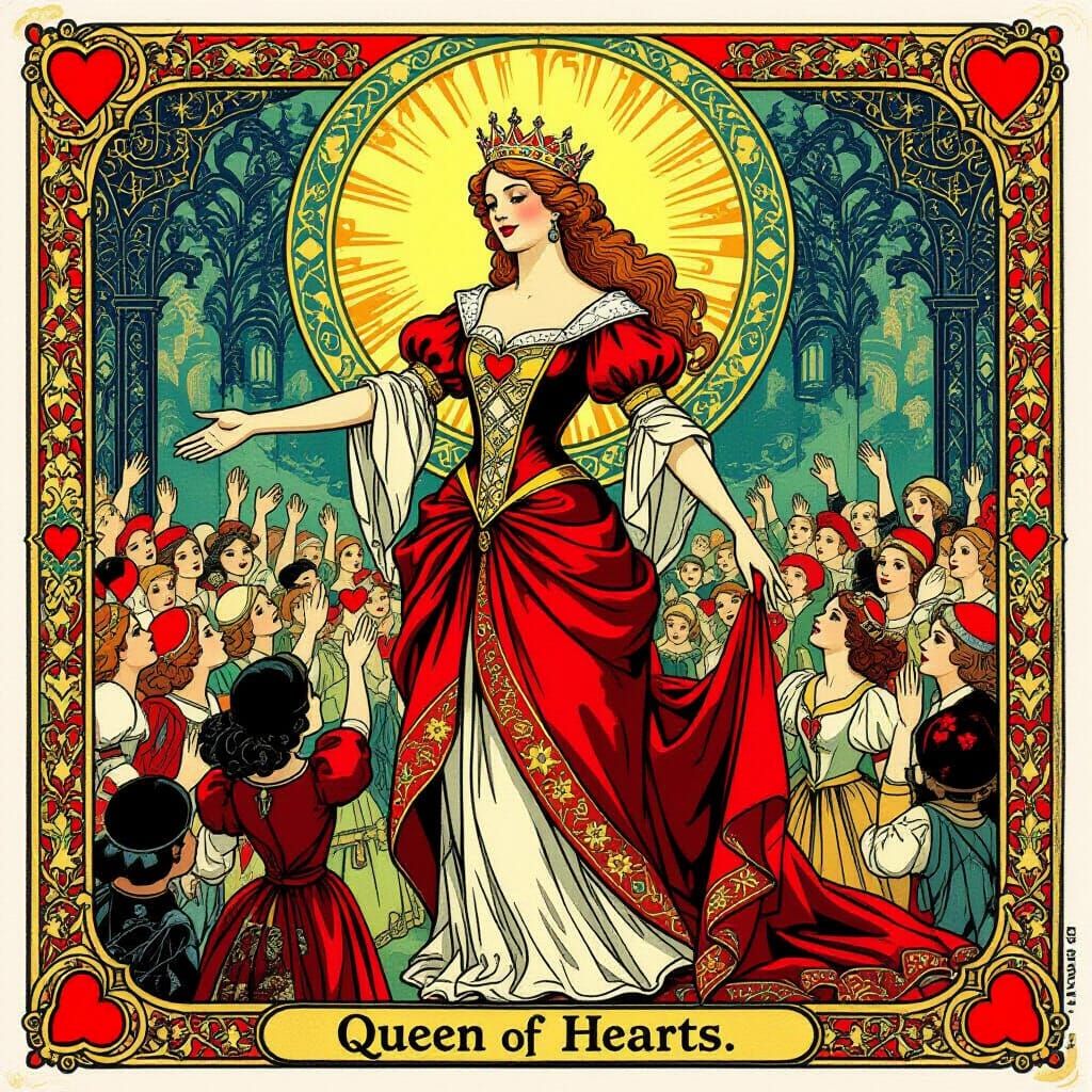 Queen of Hearts Rules Whimsical Card Realm