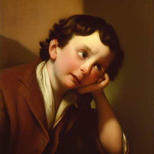 Terrified Boy Portrait in Detailed 3D Style