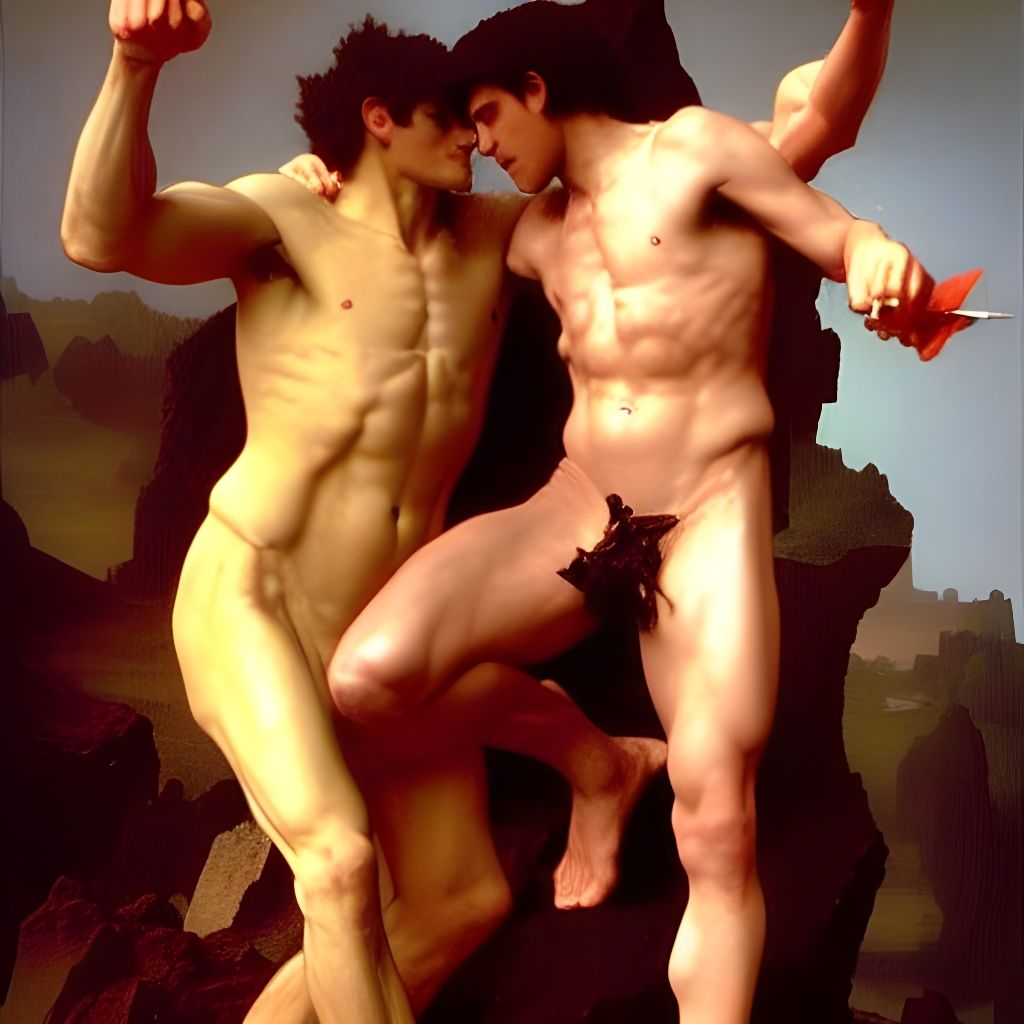 Dante and Virgil Embrace in Academic Style