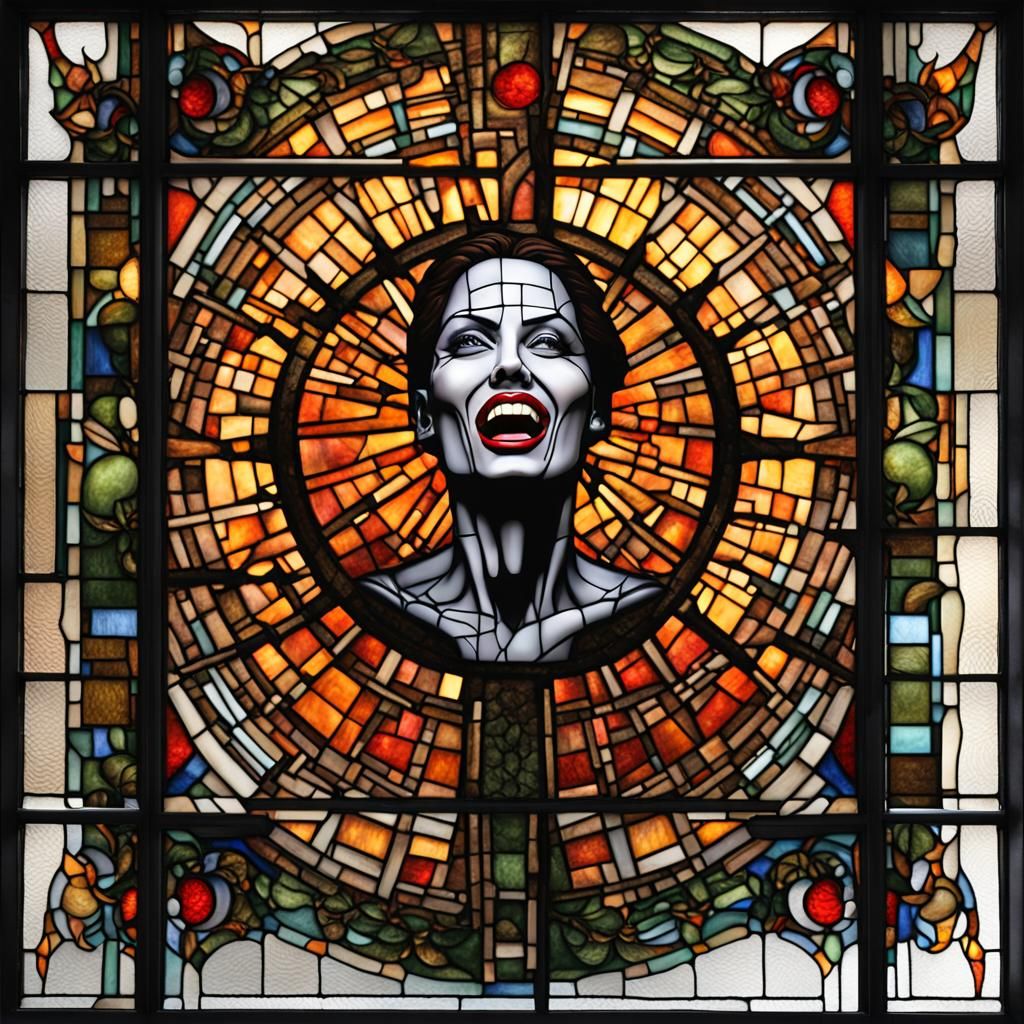 Angelina Jolie as Pinhead in Stained Glass