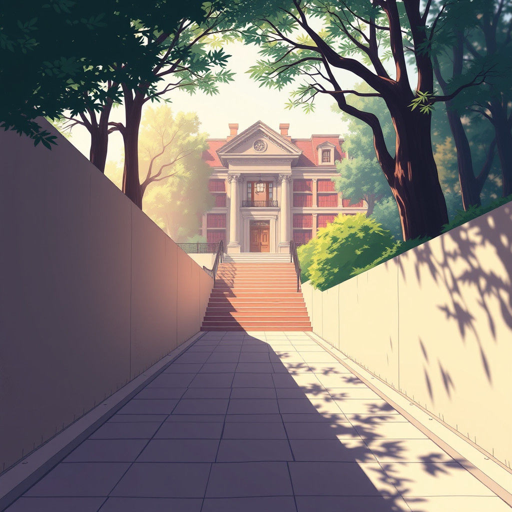 Majestic Library Entrance in Anime Style