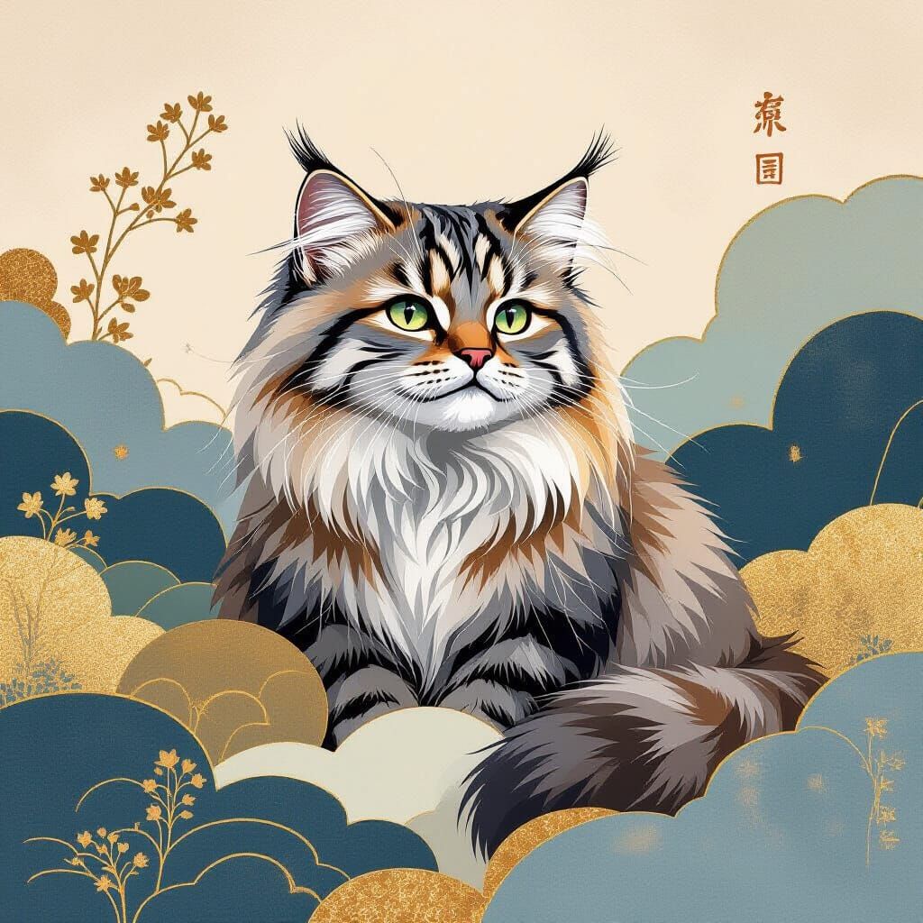 Pallas's Cat in Painterly Dreamscape