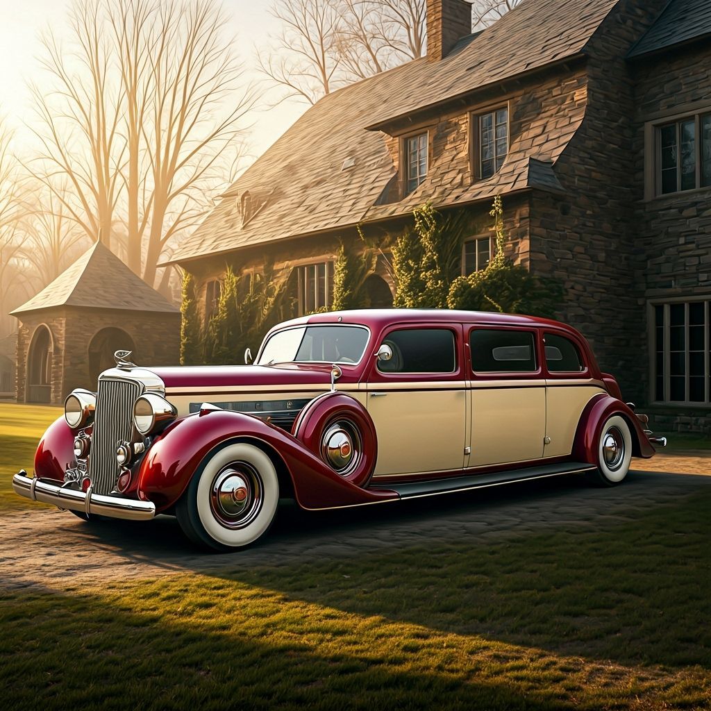 Steampunk 1940s Limousine in Early Morning Light