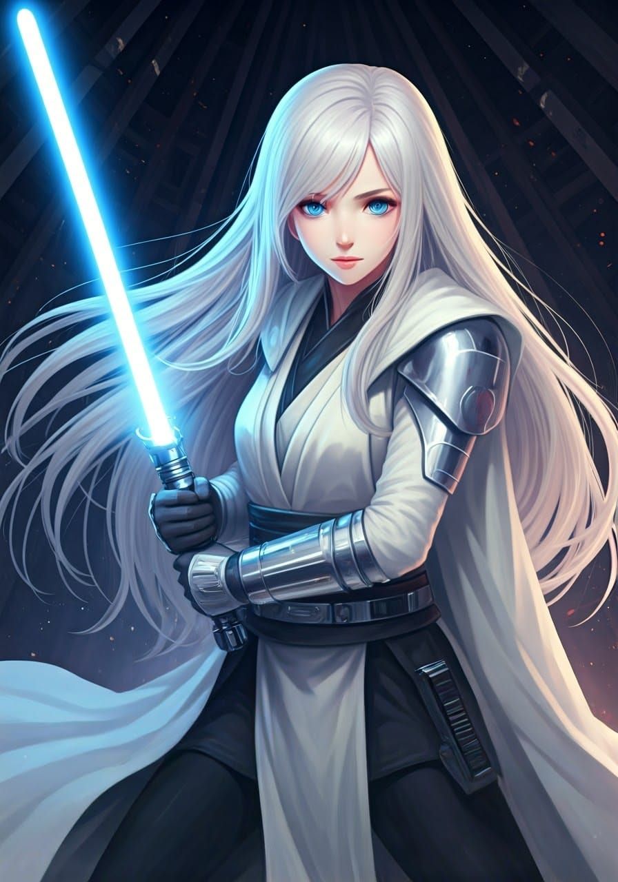Jedi Knight Anime Girl in Sci-Fi Setting
