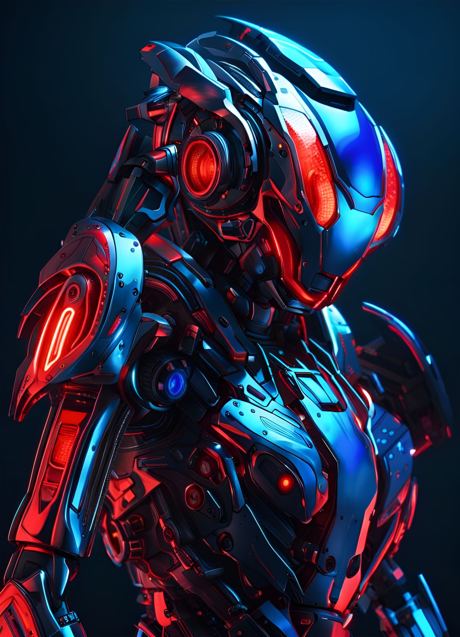 Detailed Chrome Police Mecha in Sci-Fi Style