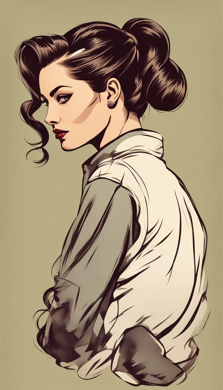 Brunette Woman in Pin-Up Style