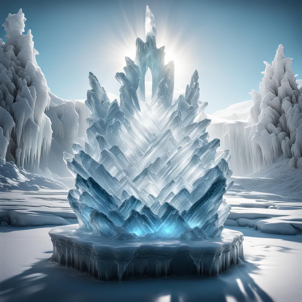 Sunlit Ice Sculpture: Detailed Matte Painting