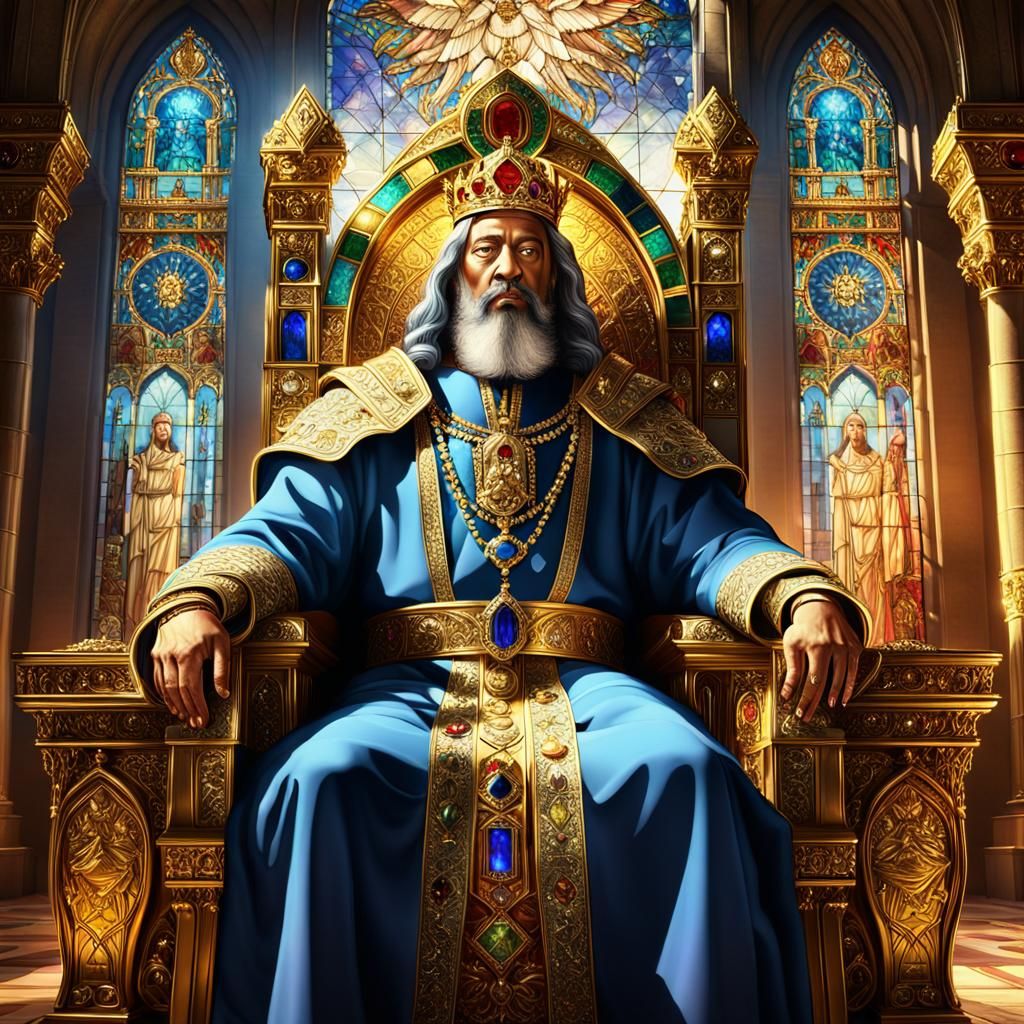King of Israel on Jeweled Throne: Digital Art