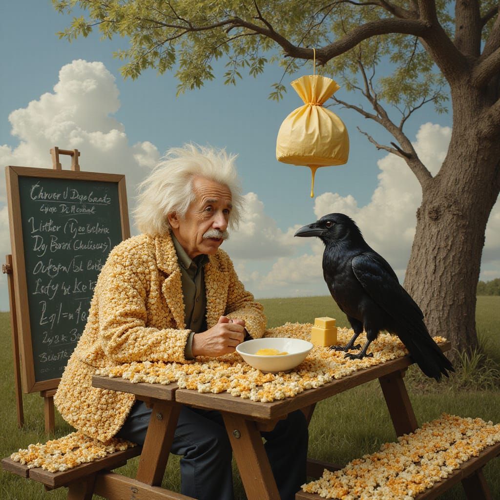 Einstein's Buttery Popcorn Physics Picnic: A Surreal Paintin...