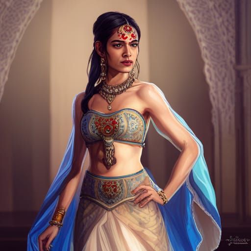 Indian Princess Portrait in Opulent Palace Setting