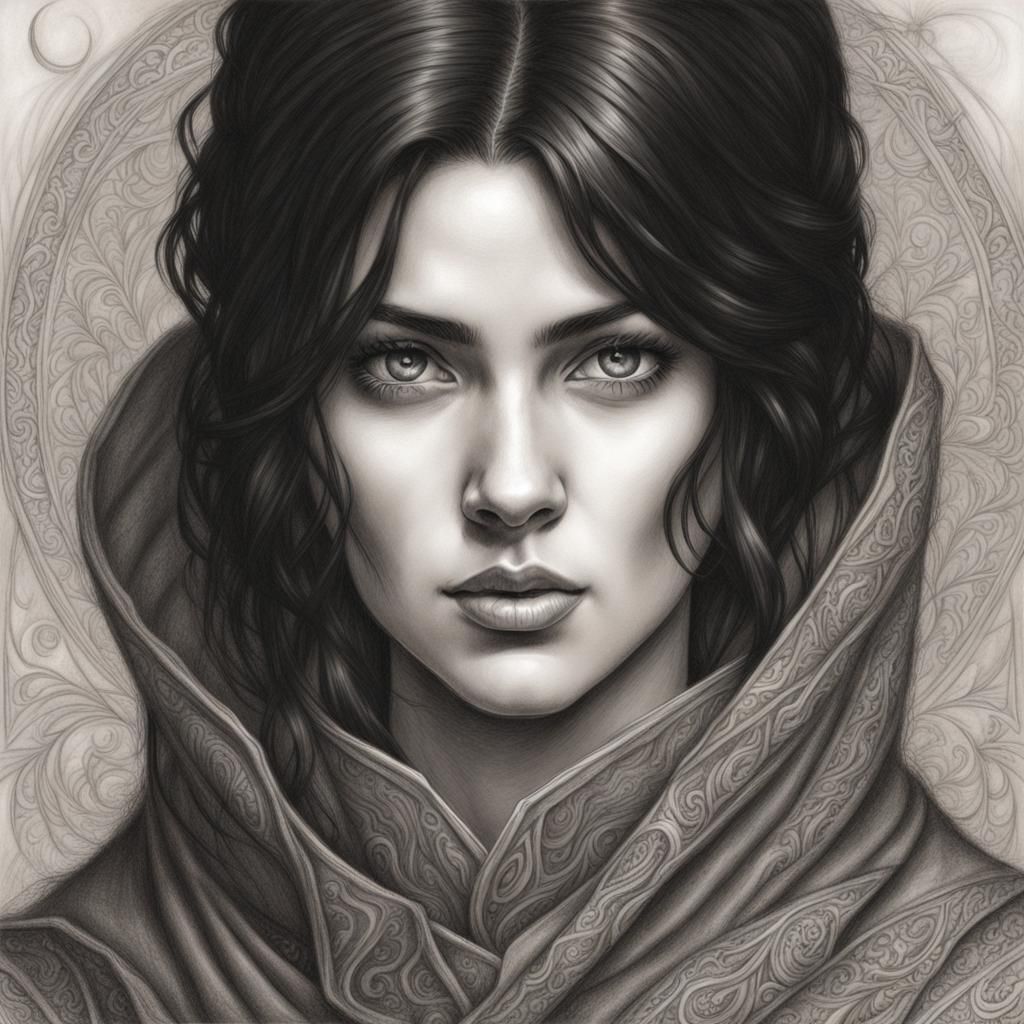 Black-Haired Mage in Tim Burton Style