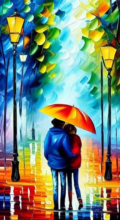 Vibrant Autumn Night in a Rain-Soaked Parkland