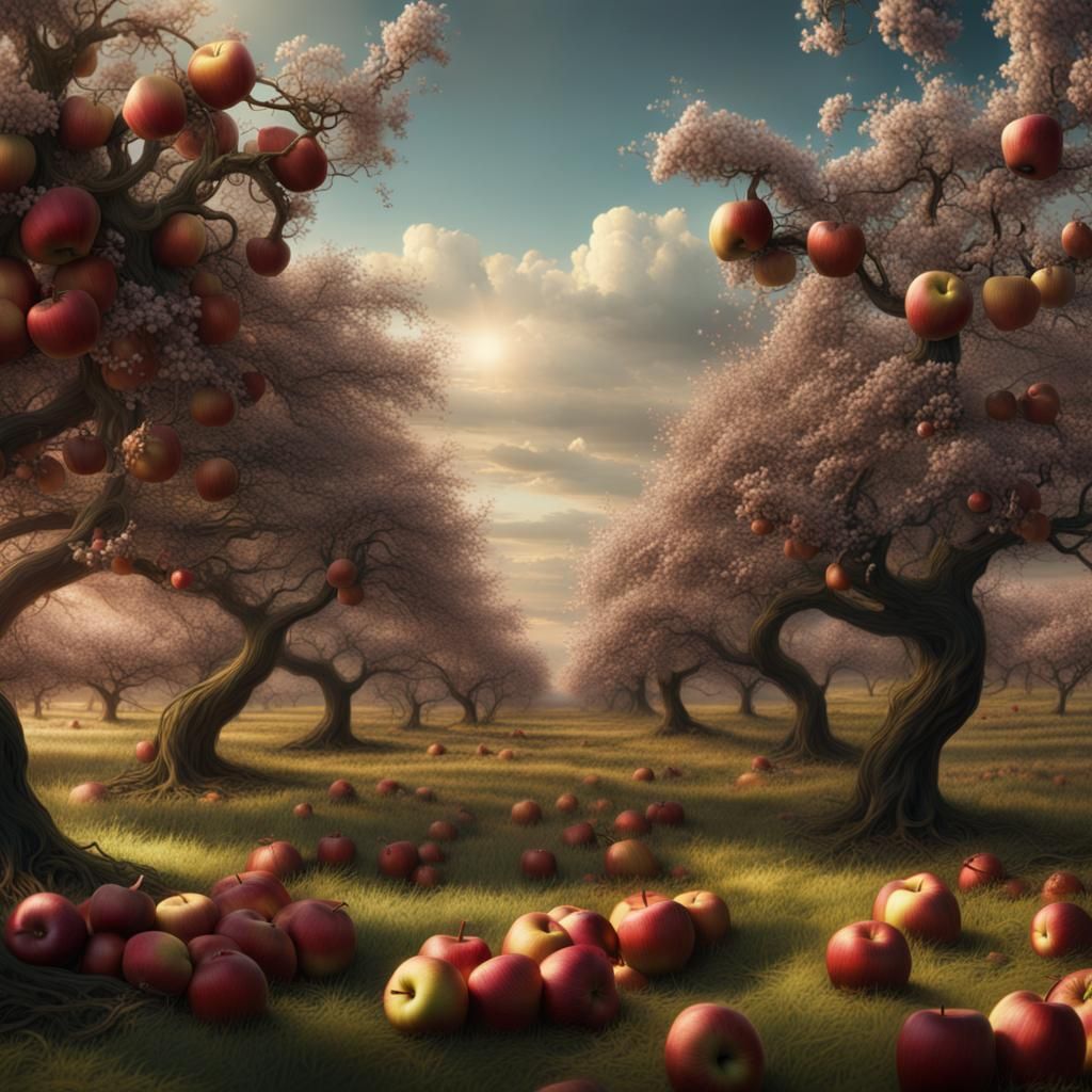 Epic Apple Orchard Digital Matte Painting