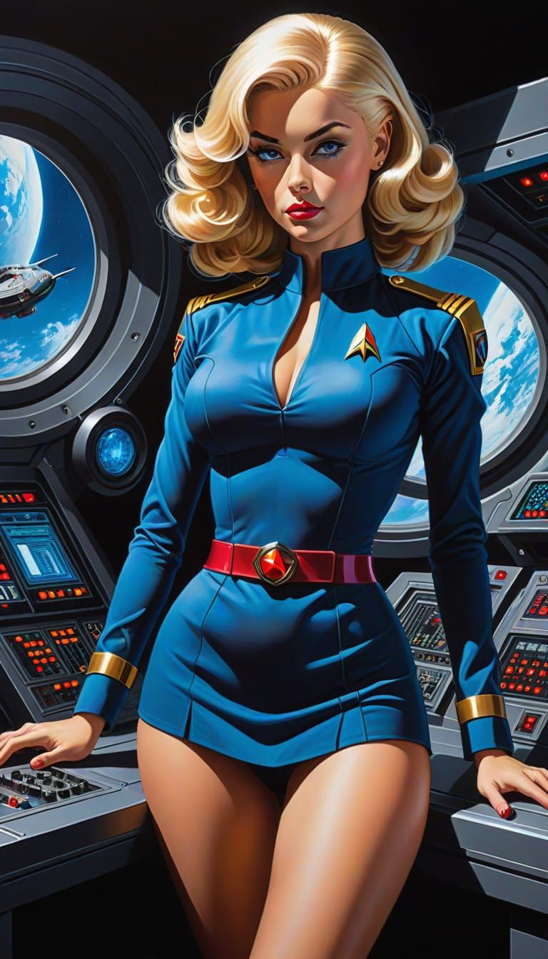 Surreal Cyberpunk Officer in Dramatic Hyper-Saturated Light