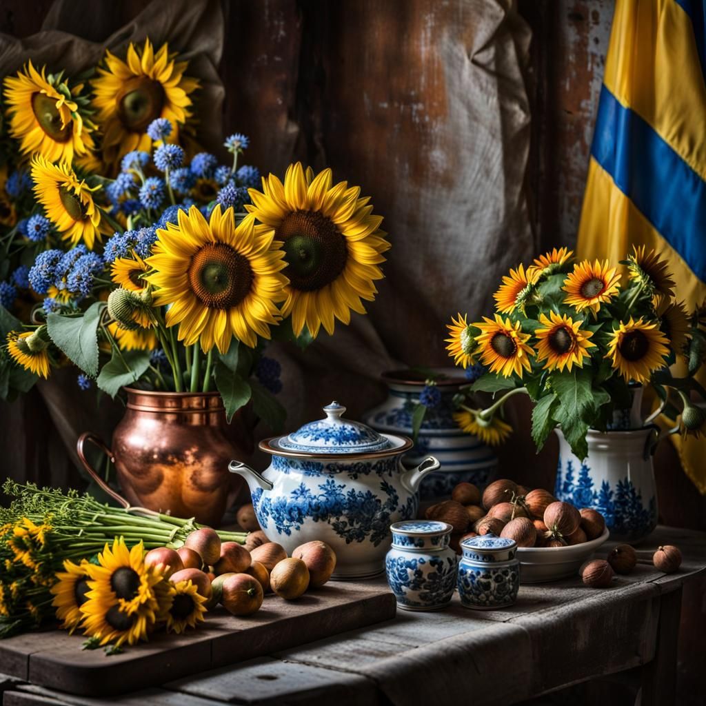 Ukrainian Flowers and Art in Hyperreal Style