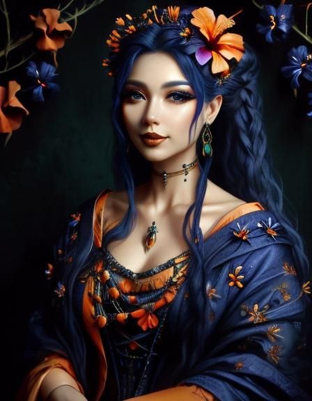Indigo Queen with Chains and Porcelain Skin