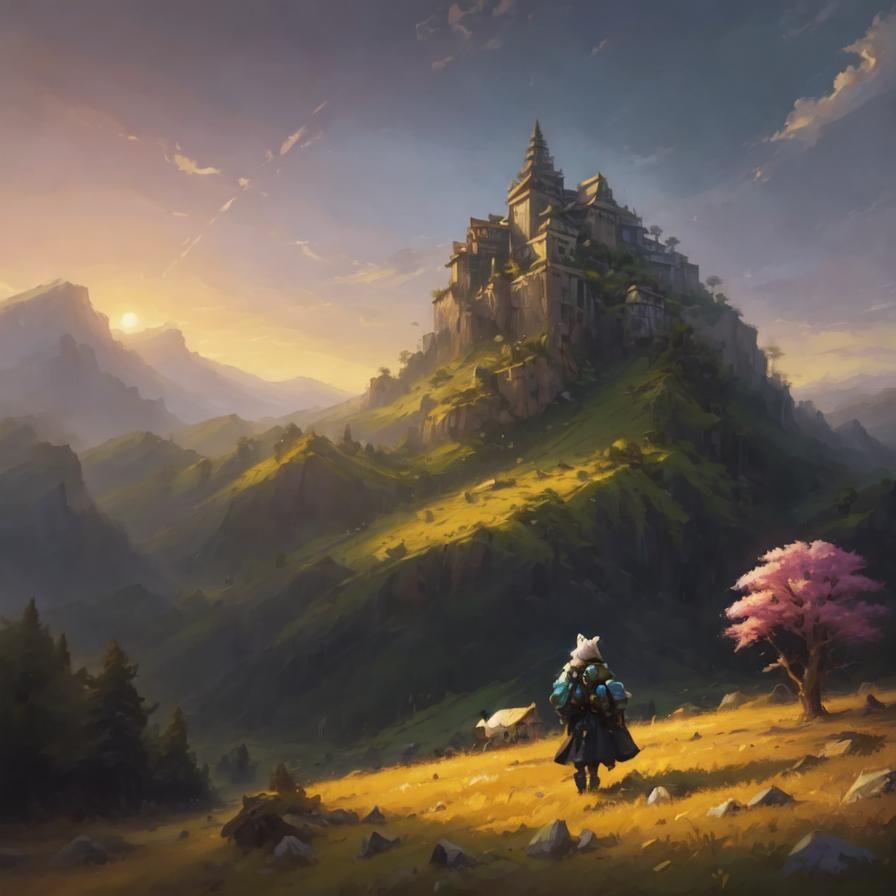 Ethereal Astronaut Walking in Golden Fields