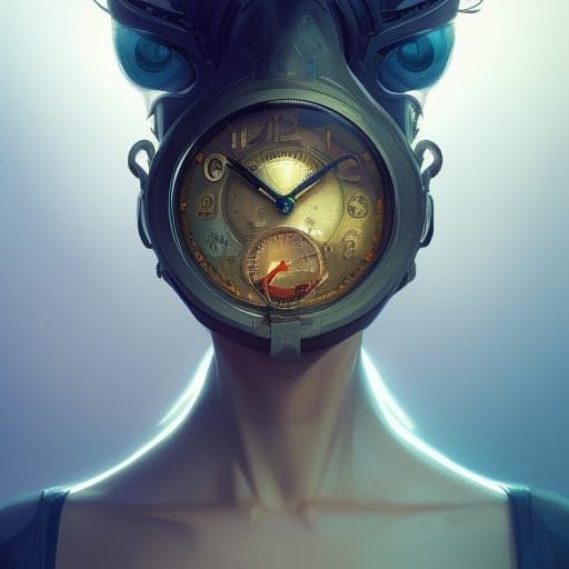 Time Keeper Portrait in Hyperdetailed Digital Art Style