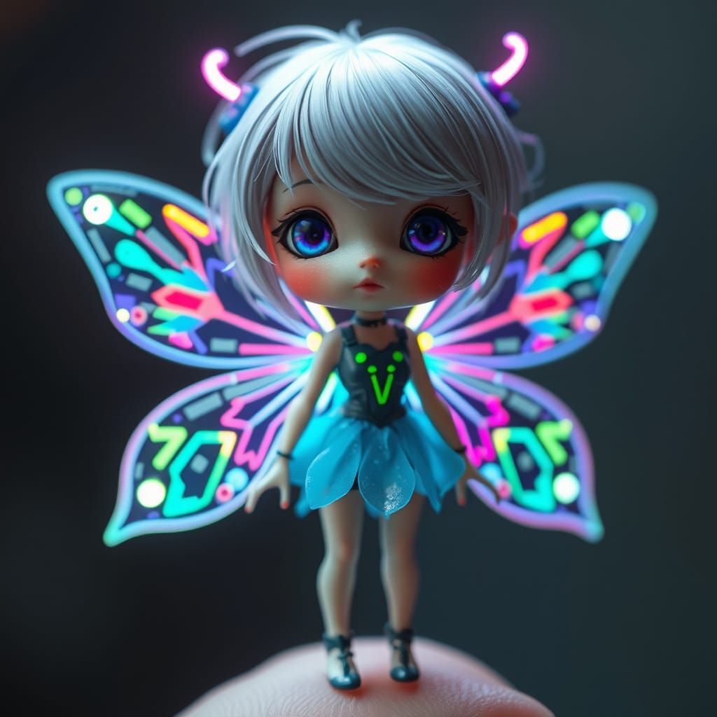 Tech Fairy with Glowing Circuit Wings