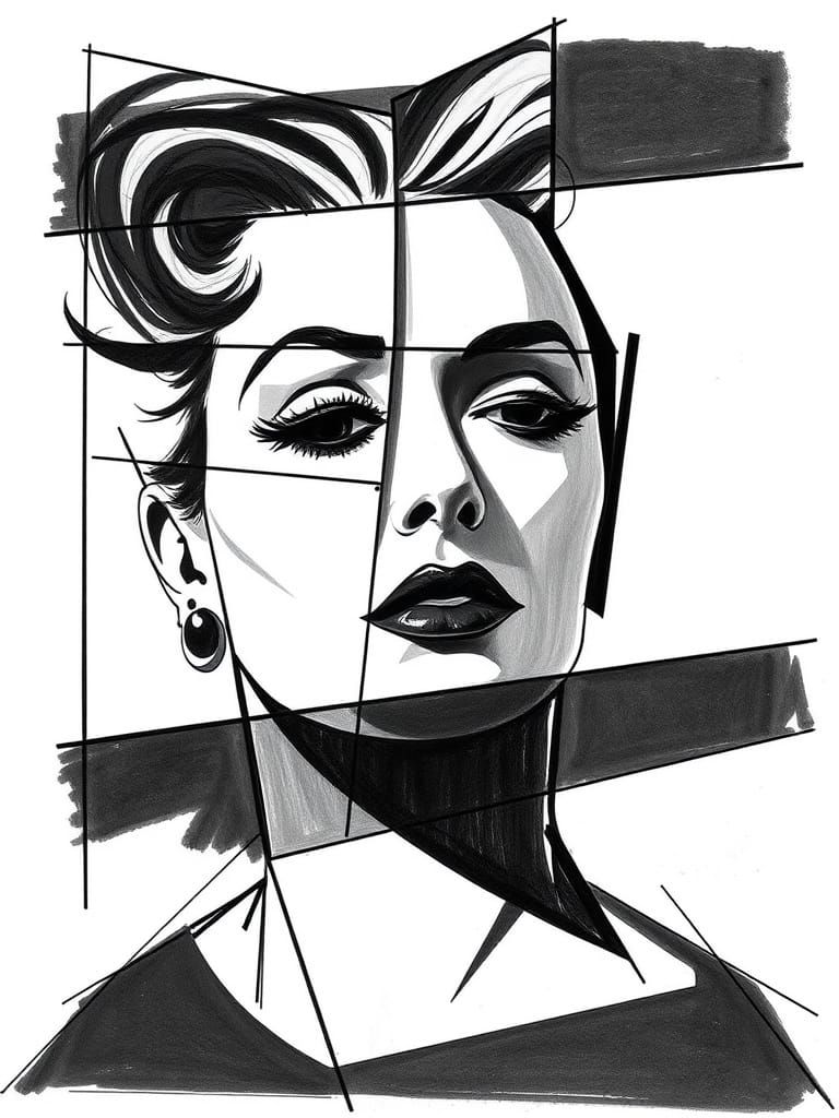 Cubist Portrait of Classic Hollywood Star