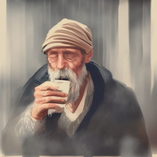 Homeless Man's Portrait in Hyperdetailed Digital Art