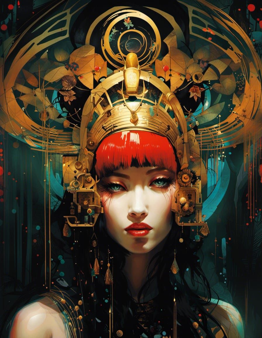 Modern Cleopatra with Intricate Digital Details