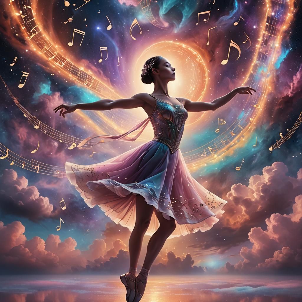 Cosmic Ballet Dancer in a Dreamlike Atmosphere