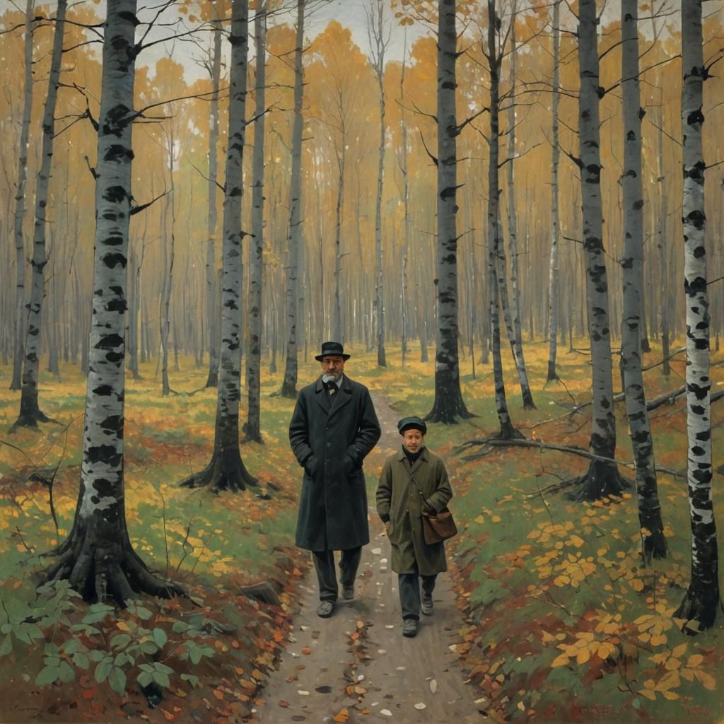 Autumn Forest Walk in Impressionist Style